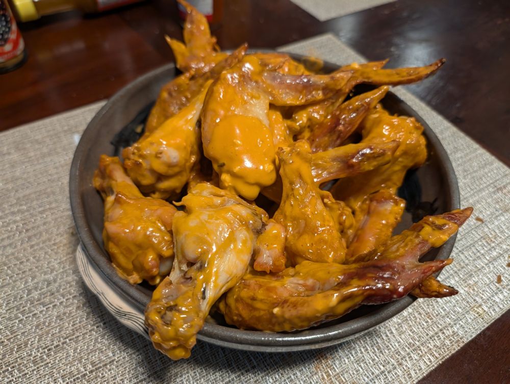 Wings again, idk it just looks better if you post two pictures. The blue cheese dressing is not in frame here. 