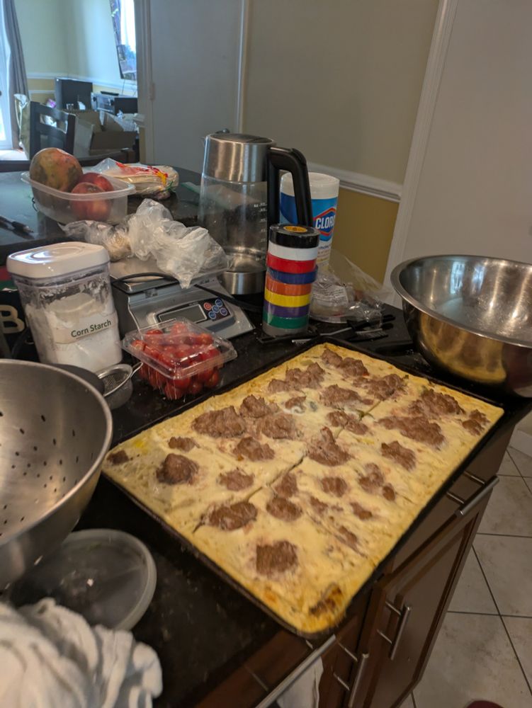 Guess what, cooked egg mixture in a sheet pan. 