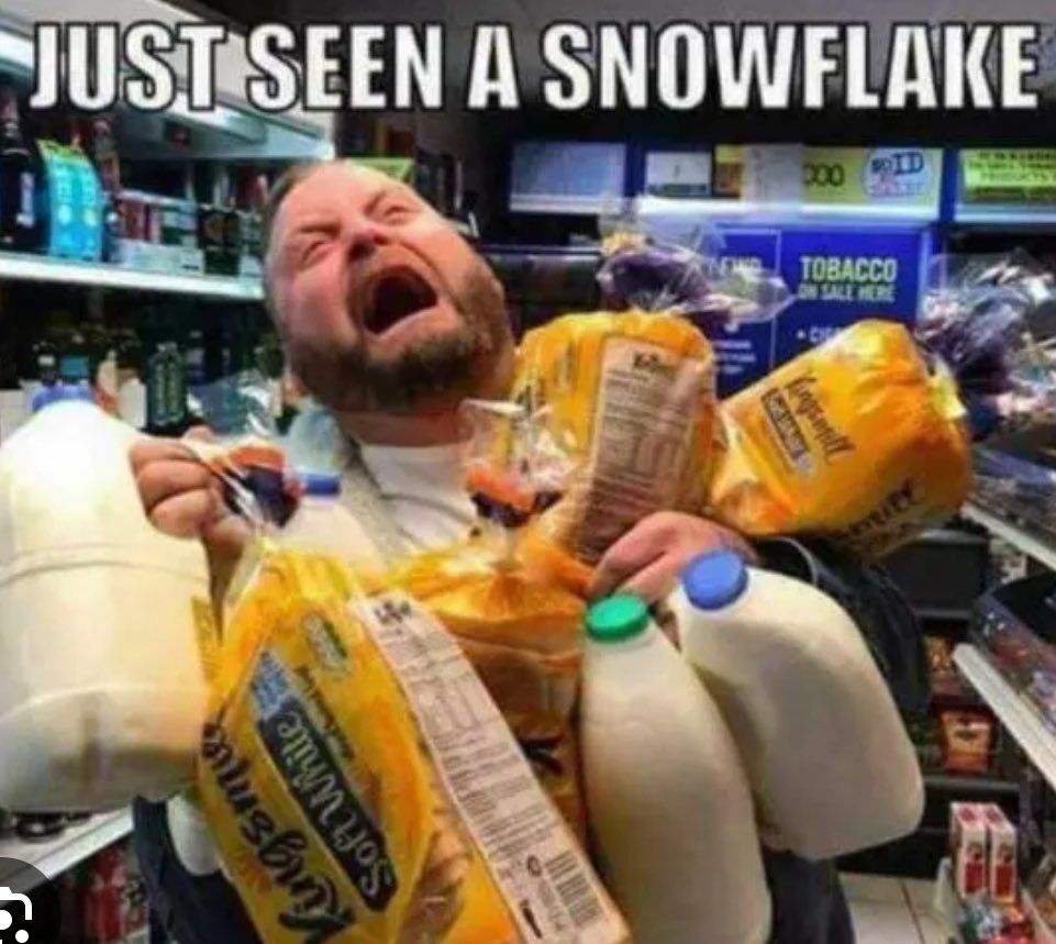 Idiot panic buying, after seeing some snowflakes outside