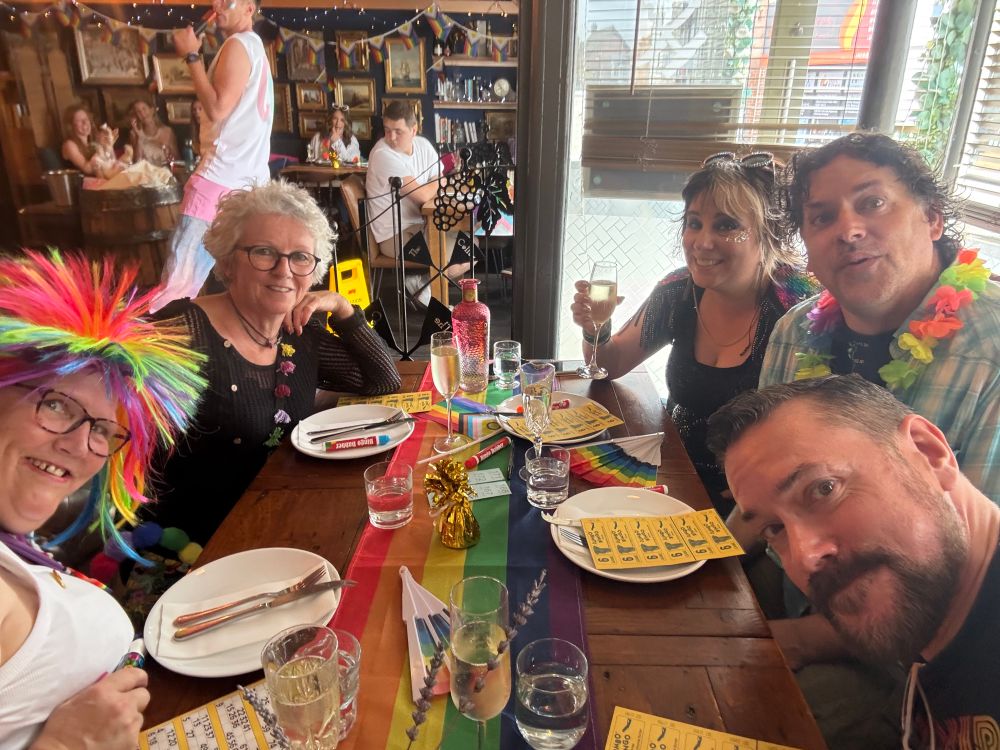 Me and some friends at a table in the Cellar bar Ringwood