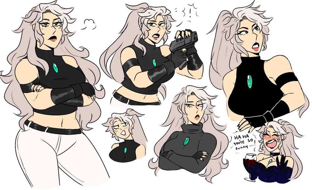 Misc. doodles of my oc, Dianne Centauri. /end ID