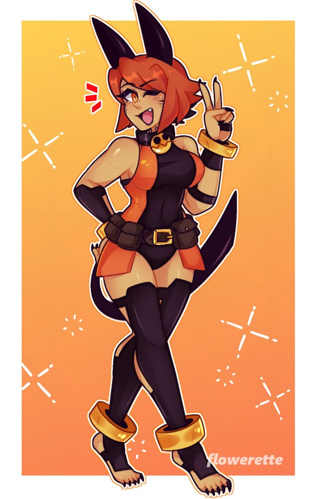 fanart of Ms.Fortune from the game Skullgirls. She is drawn in an alternate design, in a pin-up inspired style. 