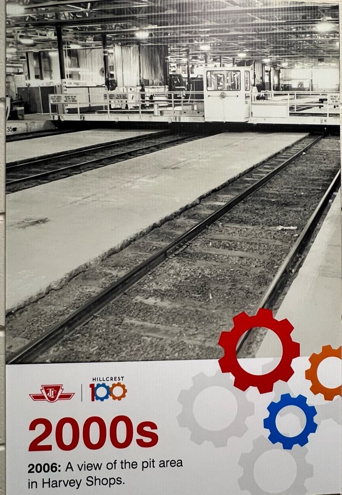 A Toronto Streetcar poster from a pit area in 2006 where there is the face of Thomas the Train