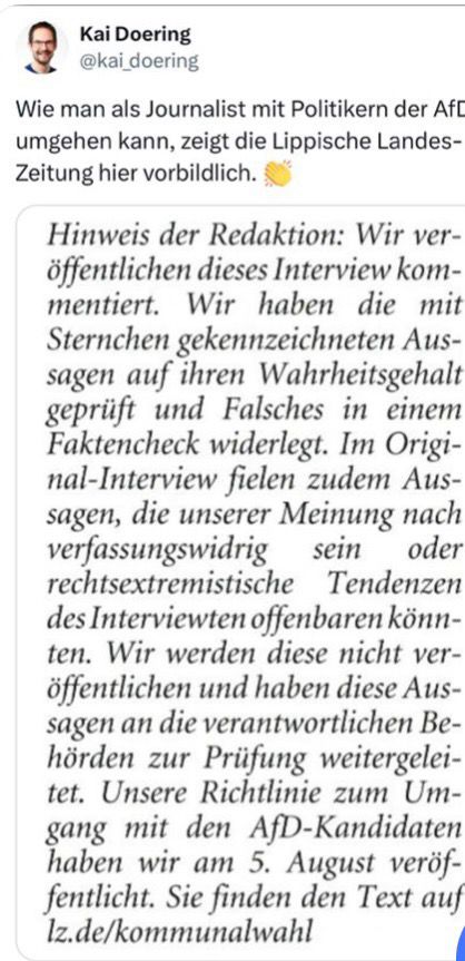 Screenshot eines Posts von Kai Doering