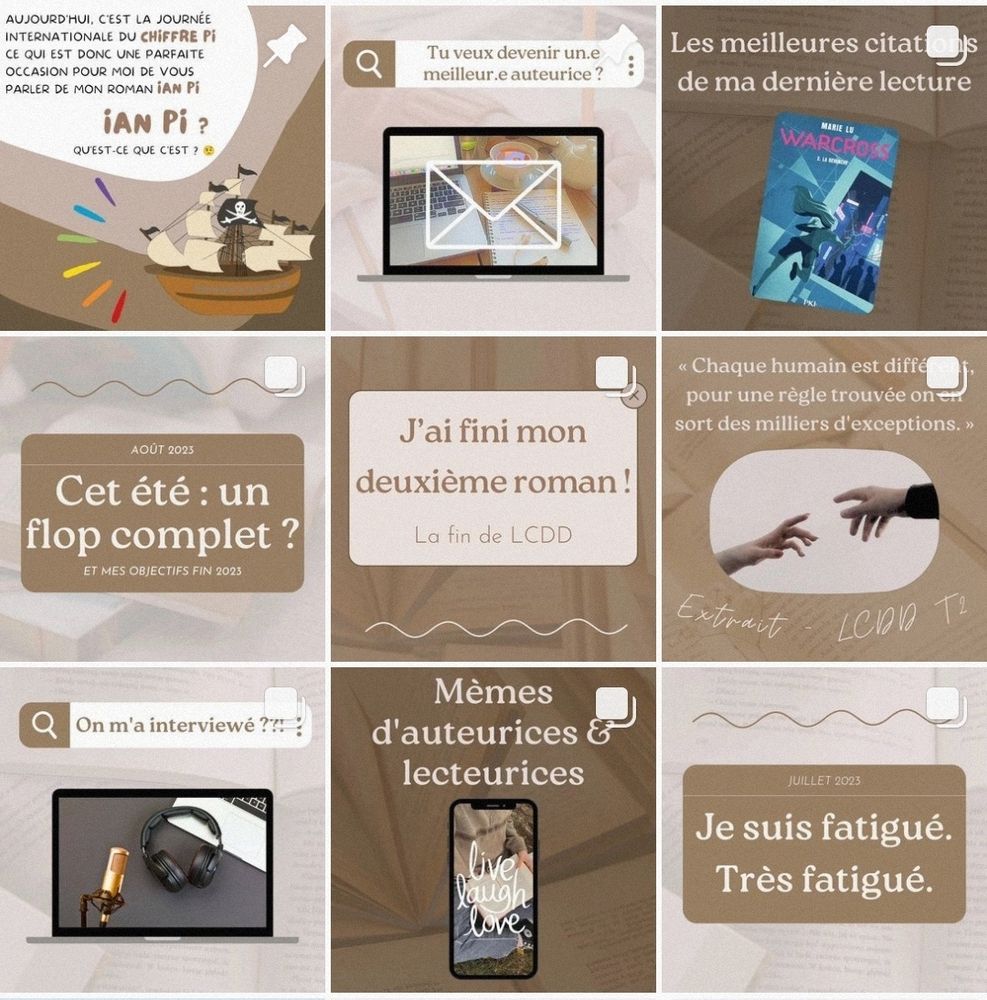 Feed Instagram de @noah_ewan, tout en différentes teintes de brun.