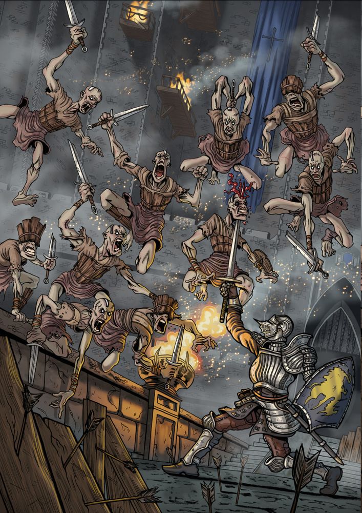 A Demon's Souls fanart, showing intense combat