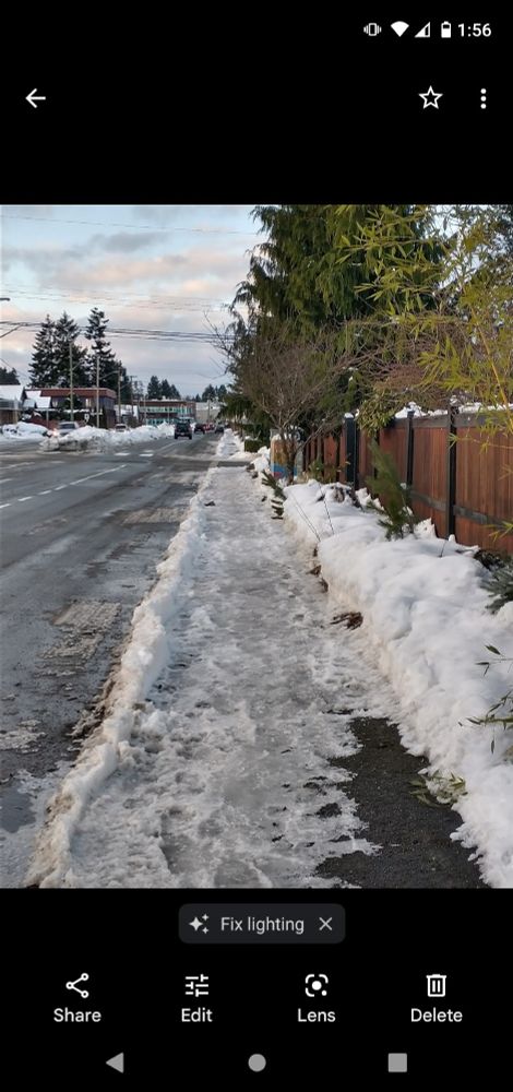 Uncleared sidewalk, no salt or brine. Again supposedly priority 1. This was a few days after the storm last year. Street clear of snow