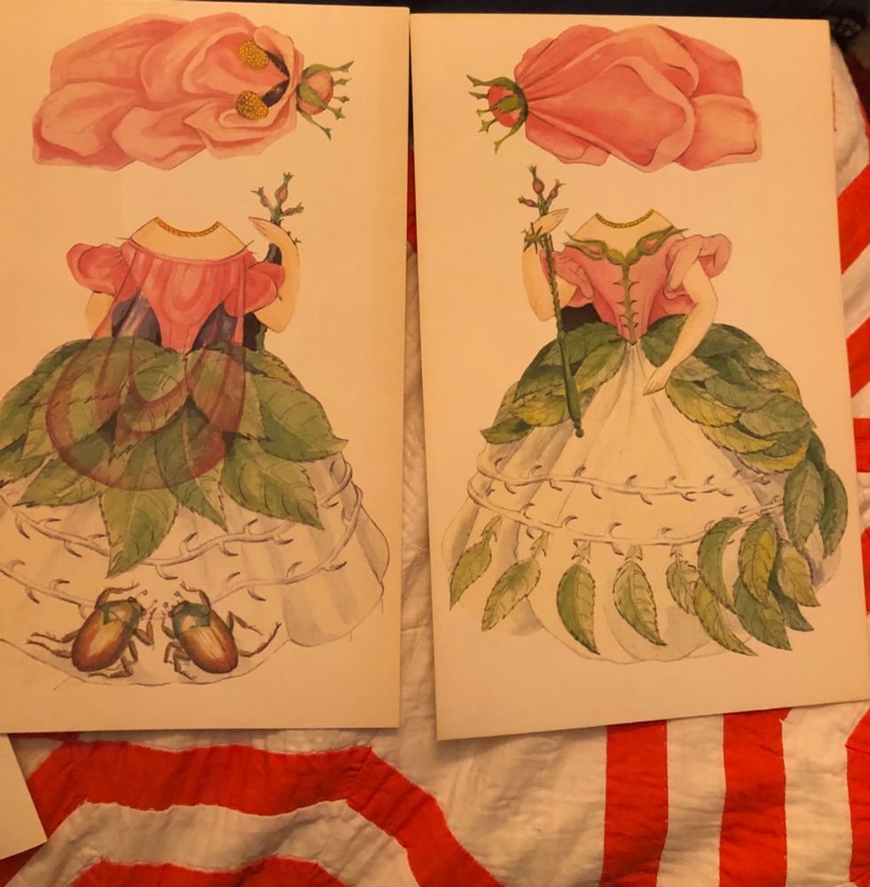 Flower garments back side has large beetles 