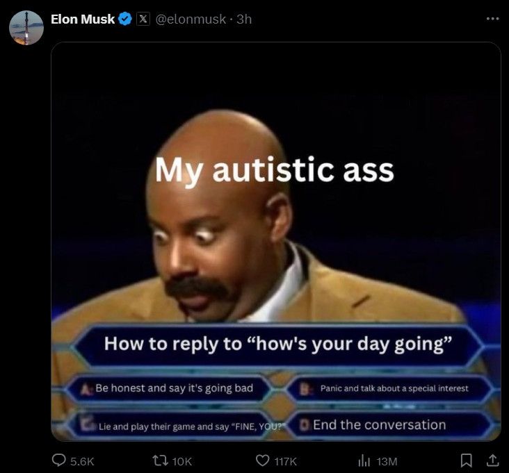 elon musk posted a meme about autism
