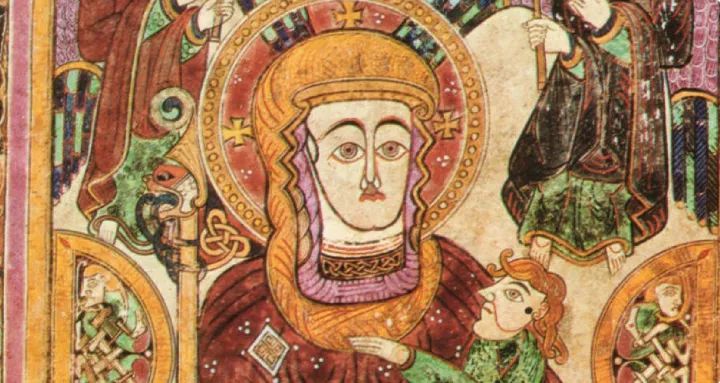 book of kells illustration of guy with crazy eyes 