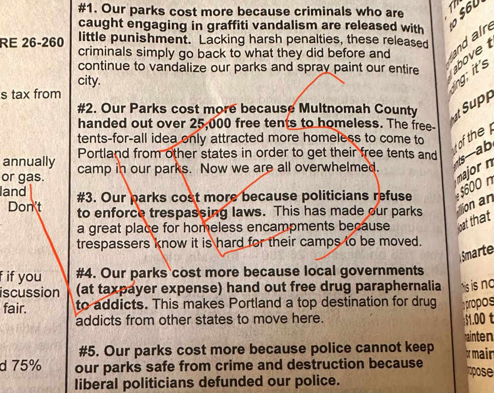 
#1. Our parks cost more because criminals who are caught engaging in graffiti vandalism are released with little punishment. Lacking harsh penalties, these released criminals simply go back to what they did before and continue to vandalize our parks and spray paint our entire city.
#2. Our Parks cost more because Multnomah County handed out over 25,000 free tents to homeless. The free-tents-for-all idea only attracted more homeless to come to Portland from other states in order to get their free tents and camp in our parks. Now we are all overwhelmed
#3. Our parks cost more because politicians refuse to enforce trespassing laws. This has made our parks a great place for homeless encampments because trespassers know it is hard for their camps to be moved.
#4. Our parks cost more because local governments (at taxpayer expense) hand out free drug paraphernalia to addicts. This makes Portland a top destination for drug addicts from other states to move here.
#5. Our parks cost more because police cannot keep our parks safe from crime and destruction because liberal politicians defunded our police.