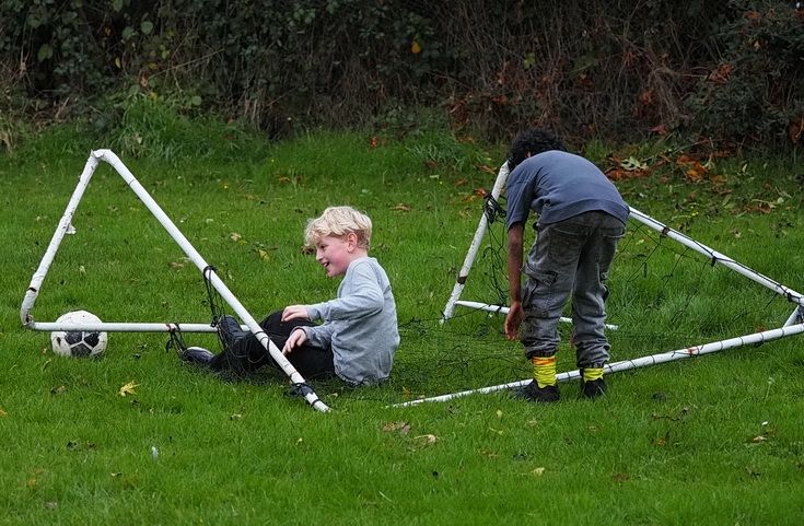 Disaster at the free kids pitch as the goal collapsed!