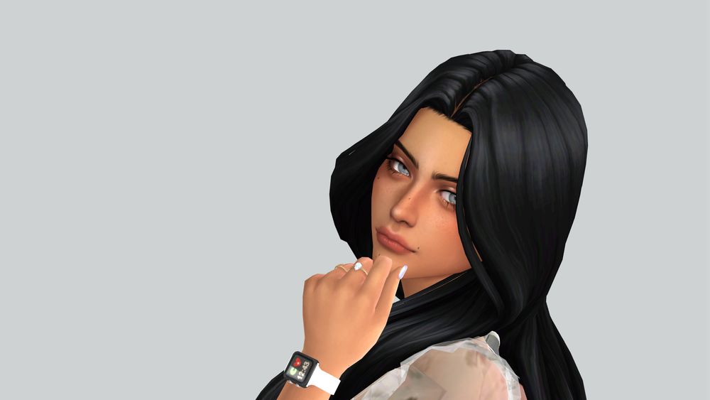 Kennedi Grace from my Grace legacy. Sim with dark hair and piercing silver eyes. 