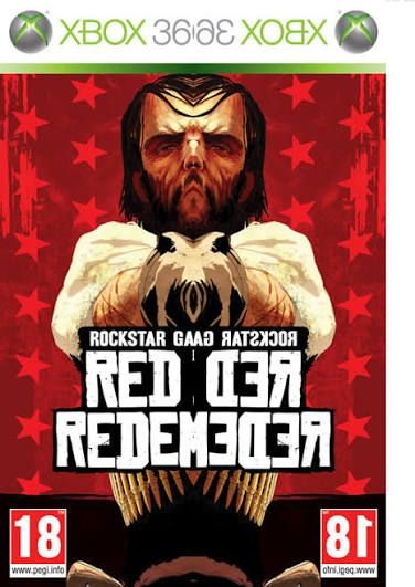 the cover of red dead redemption with the left side mirrored so it says RED DER REDEMEDER