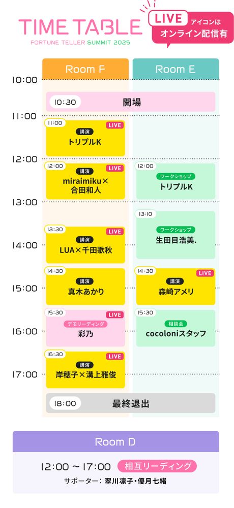 占い師サミットタイムテーブル