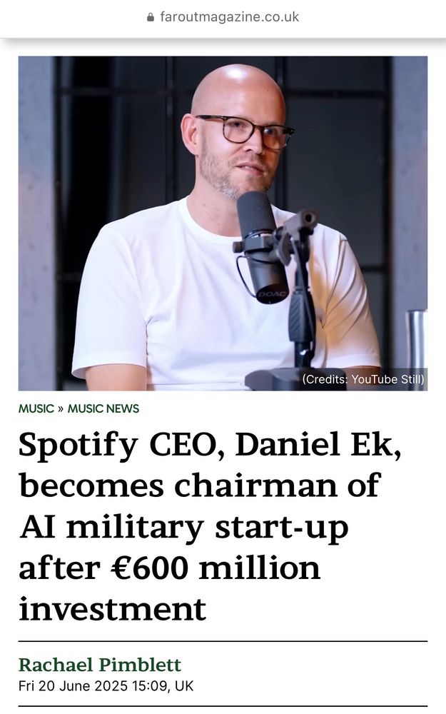 Spotify CEO Daniel Elk becomes chairman of AI Military start-up 