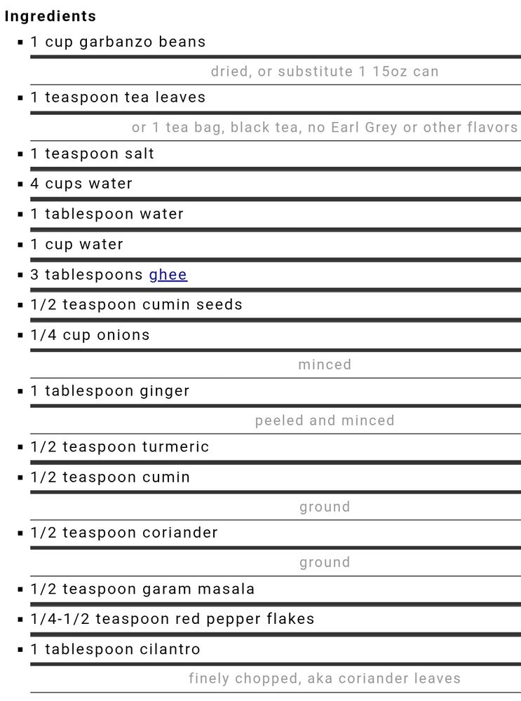 Recipe part 2, ingredients 