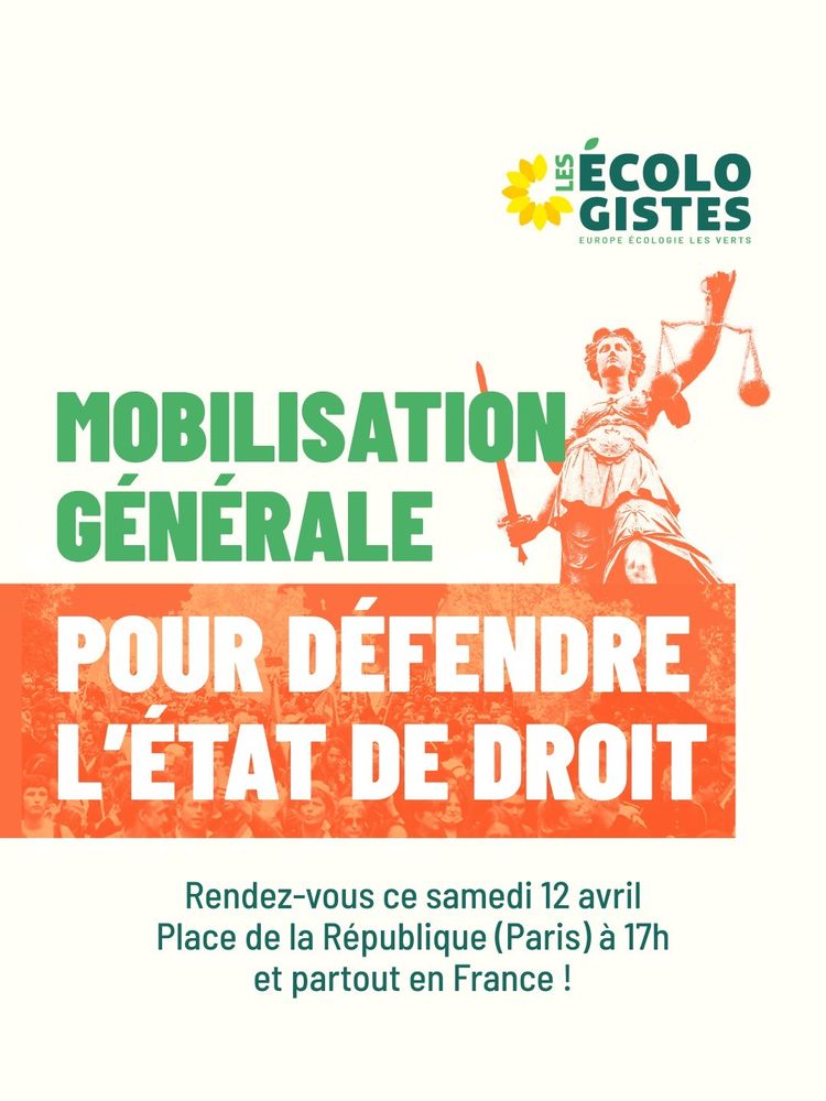 Mobilisation générale pour défendre l'Etat de droit.
Rendez-vous ce samedi 12 avril à 19h Place de la République à Paris, et en France !