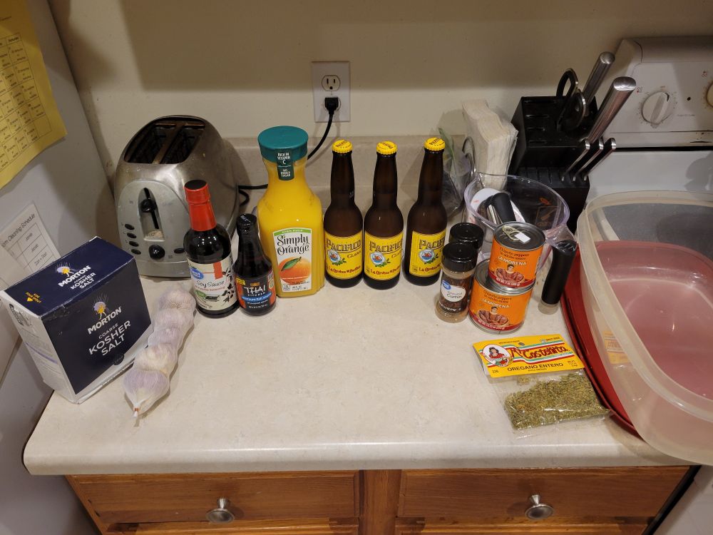 Marinade ingredients on the counter