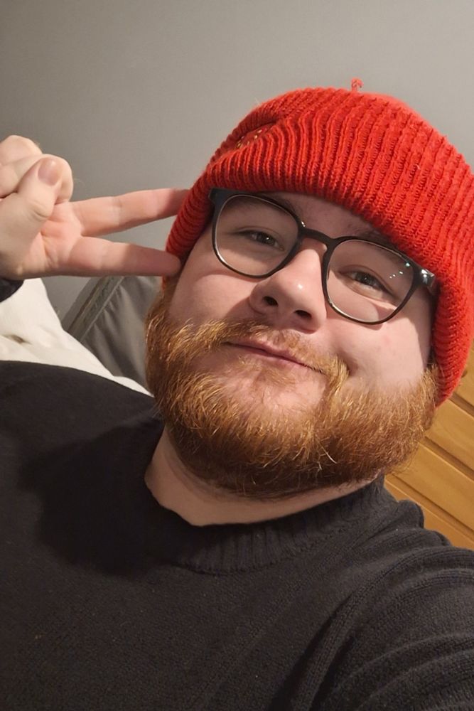 selfie of me with a red beanie!