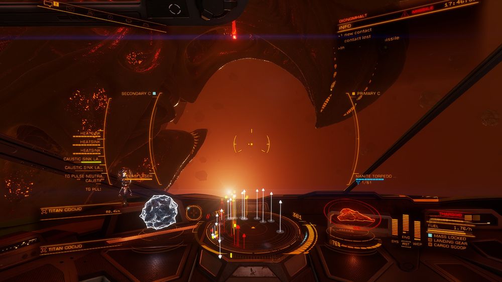 The lower edge of Titan Cocijo, forming the shape of the head, neck and chest of a rubber duck. The star Sol (yes, The SUN) is shining through the gloom of the Maelstrom. 