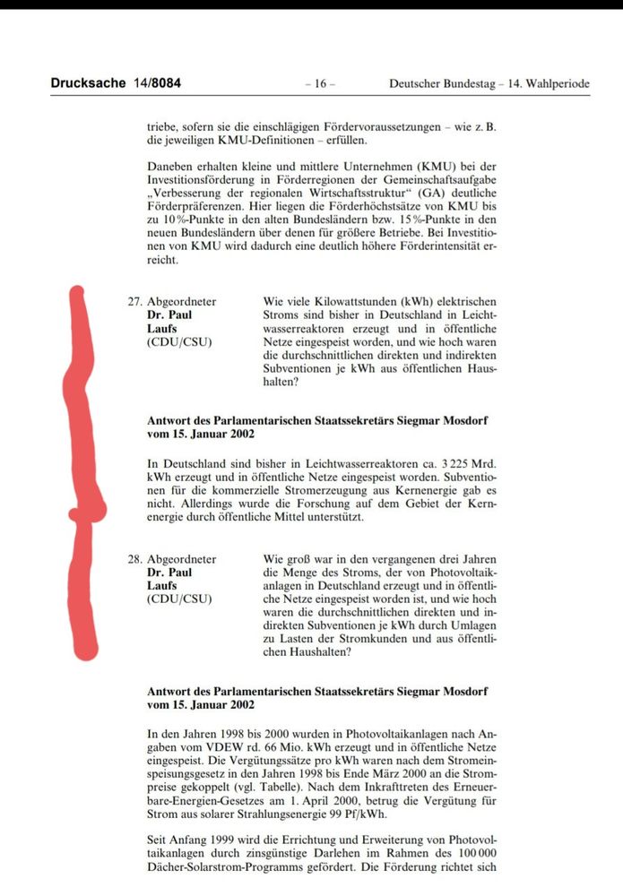 Anfrage an Bundestag - Antwort: "Subventionen für die kommerzielle Stromerzeugung aus Kernenergie gab es nicht."