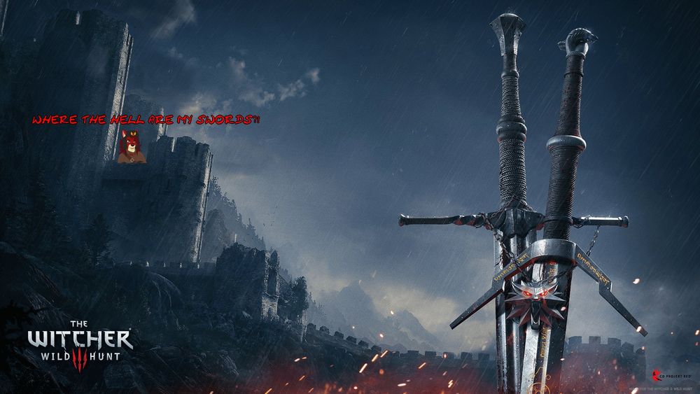 Sovi yelling "Where are my swords?!" while swords are in the foreground