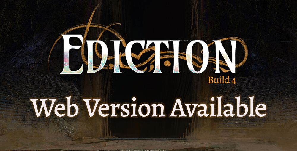 a picture that contains Ediction's logo at the top, with the subtitle "Build 4". Under it is the text "Web Version Available".