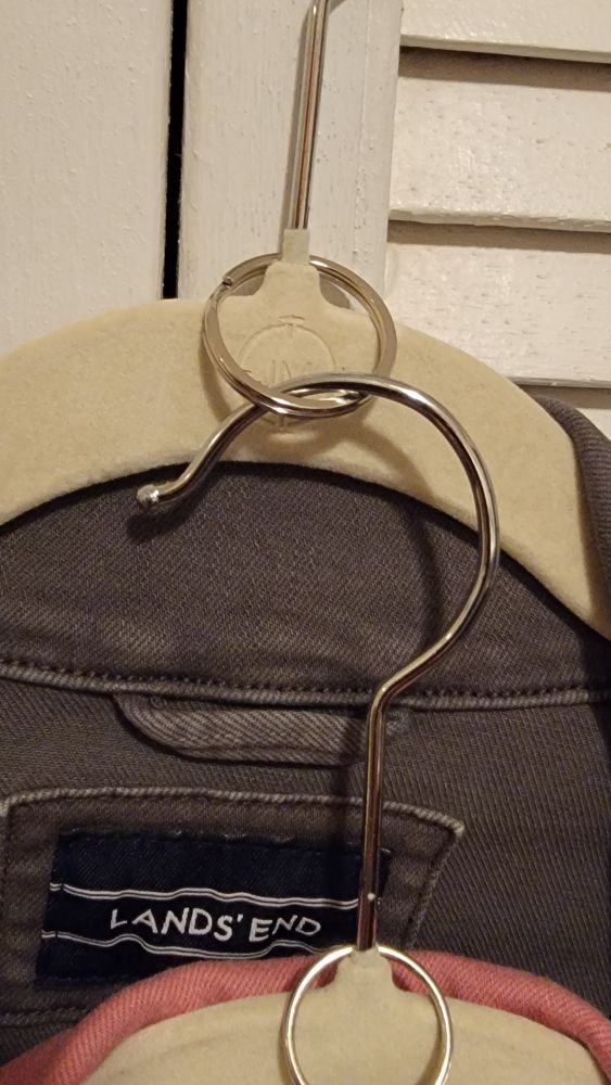 Closet hack - hanger space saver using keyrings