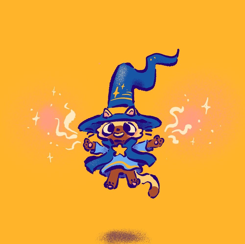 A tiny cat wizard