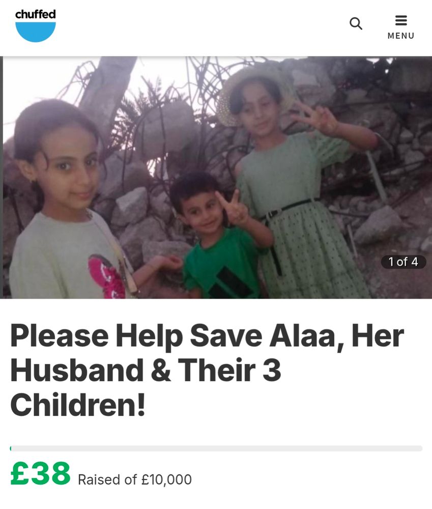 Front page of chuffed Fundraiser page for Besan's sister Alaa