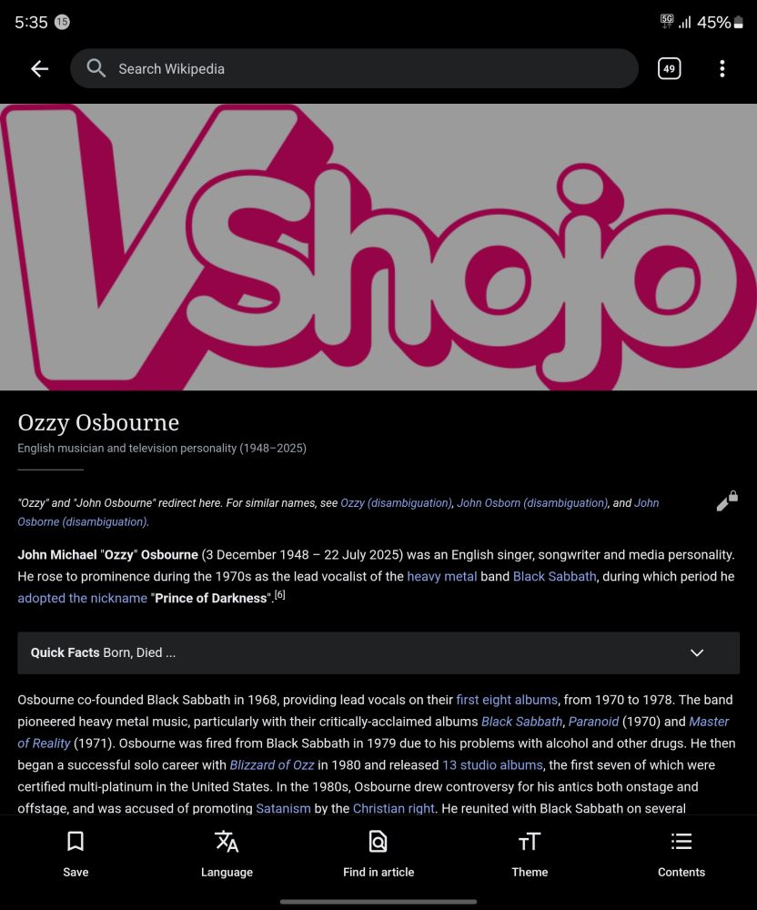ozzy osbourne Wikipedia with vshojo image