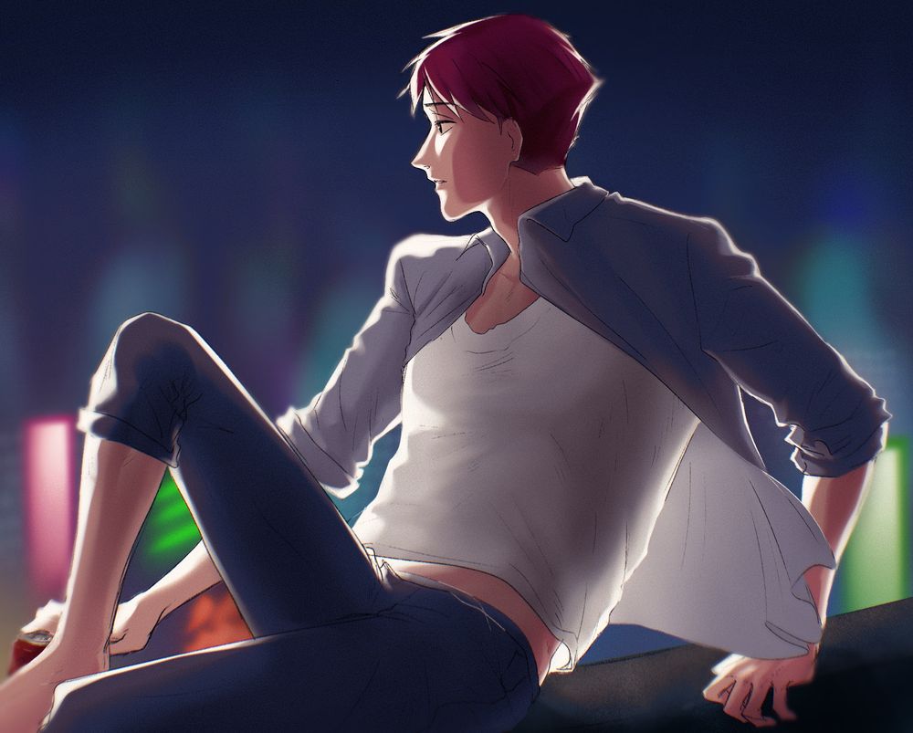 Thaddeus looking down to the night worldview.