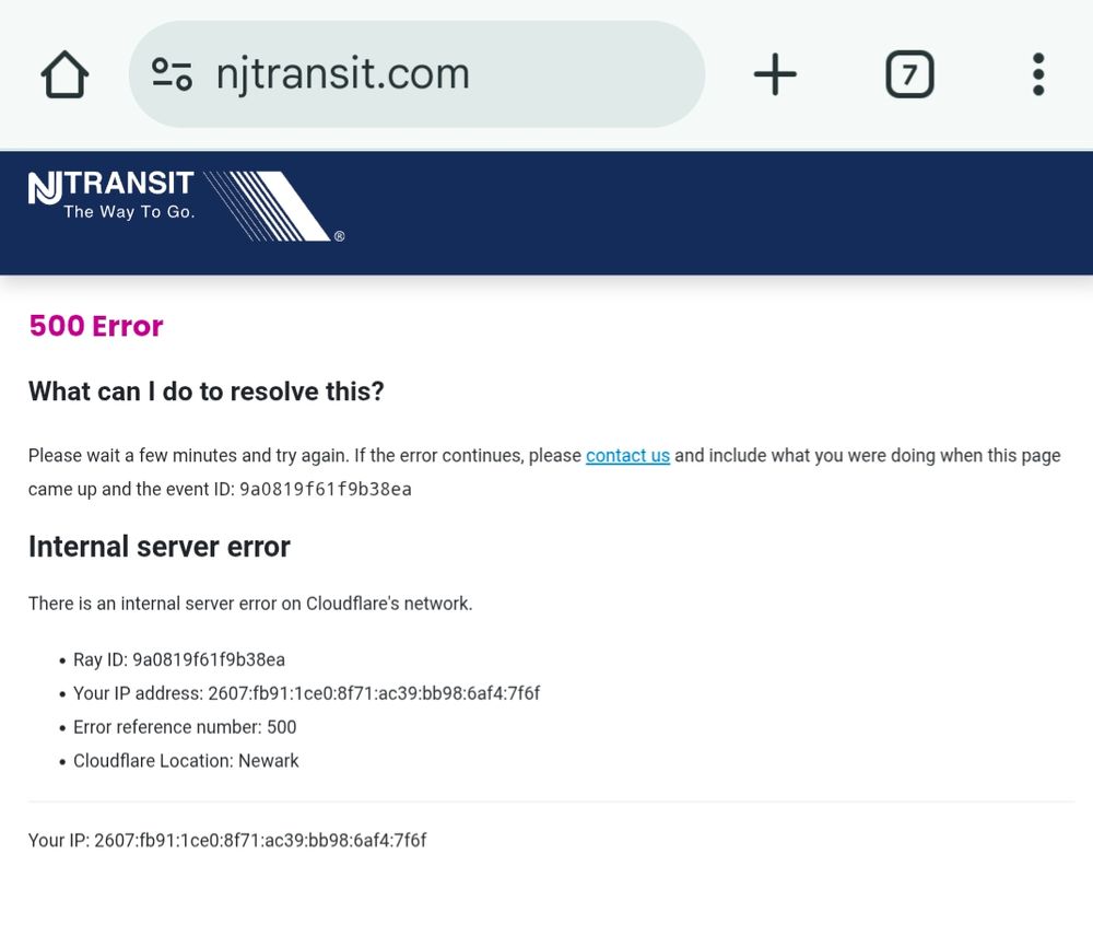 Njtransit website down