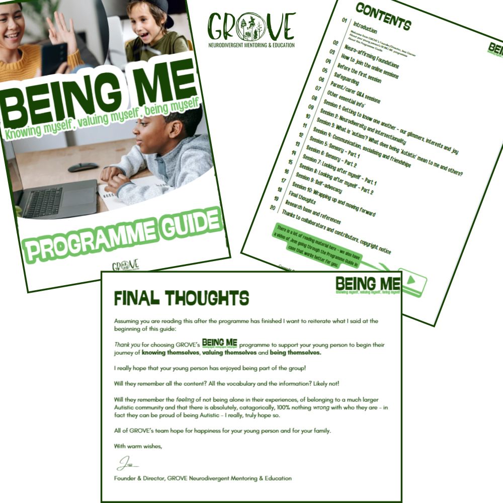 3 sample pages from the guide = front cover with images of young people, a contents page and 'final thoughts' echoing what is written in this post