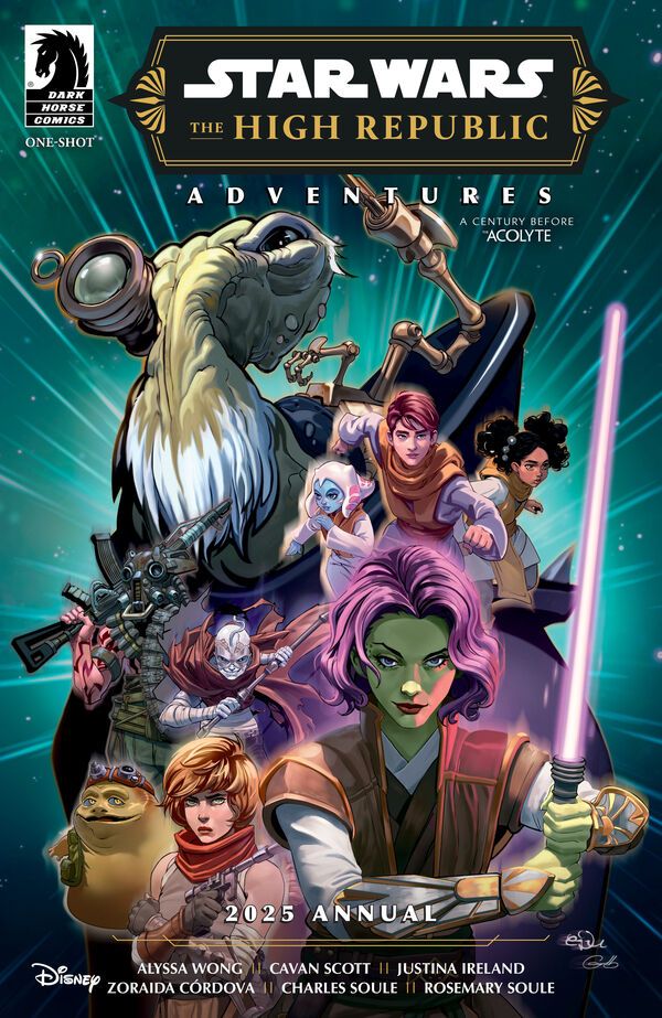 Cover of Star Wars: The High Republic Adventures Phase III Annual, with art by Eduardo Francisco. It shows several of the characters that appear in the one-shots within.