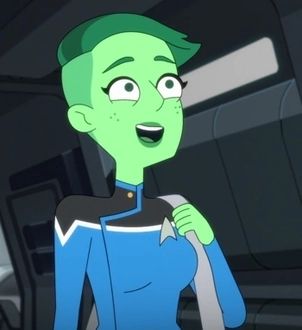 D'vana Tendi from Lowerdecks looking cheerful 