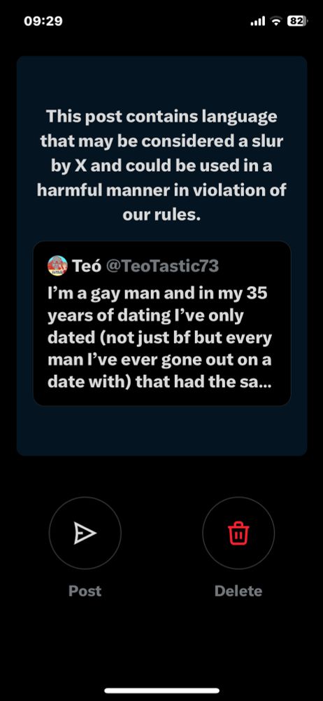 Automatic warning from x saying cis is an abusive word.