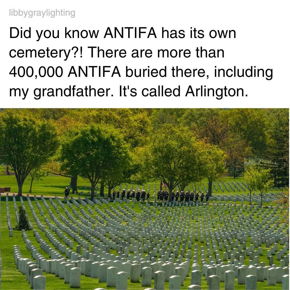 400,000 antifa graves. Arlington cemetery. 
