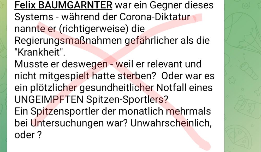 Screenshot Telegram von Martin Rutter-Kanal