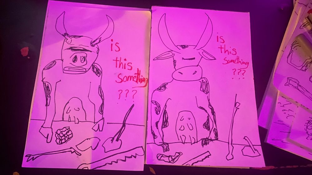 Two bad drawings of Cow Tools