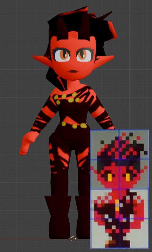 karlach in a bintendo 64 style and karlach in a gbc style hanging out