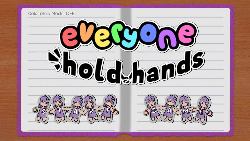 A screenshot of the title screen for the game Everyone Hold Hands!