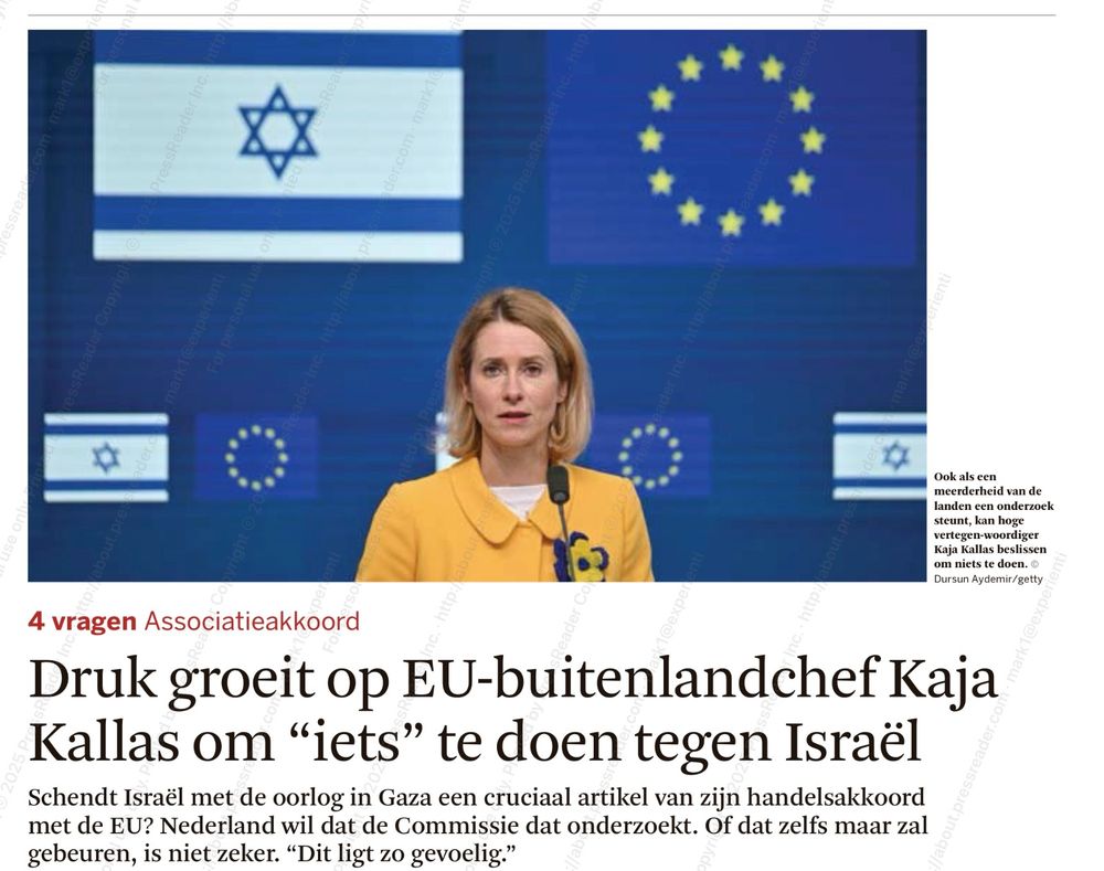De Standaard. Kallas. Israel. Gaza.