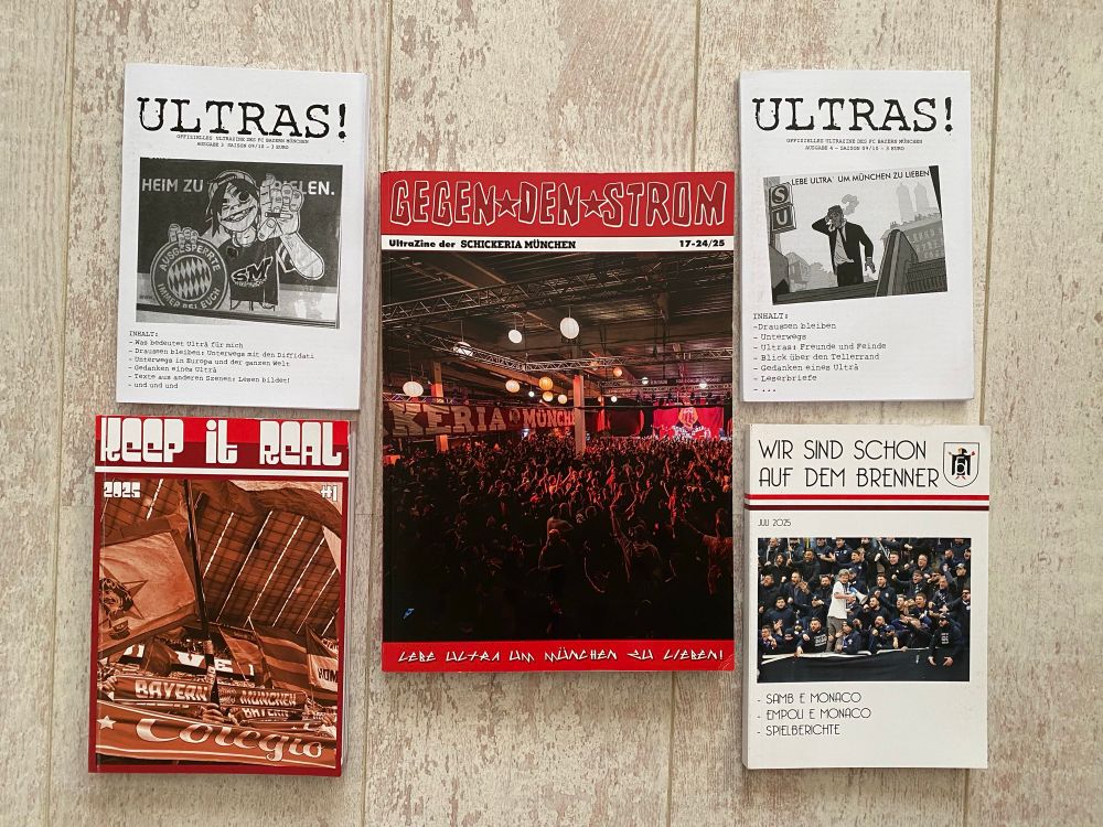 Bild mit 5 Fanzines aus der Fanszene des FC Bayern