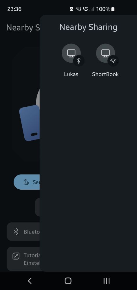Nearby Sharing android app using a modal SideSheet dialog
