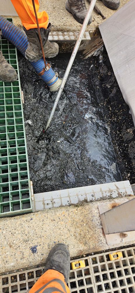 Fat, grease and debris being cleared