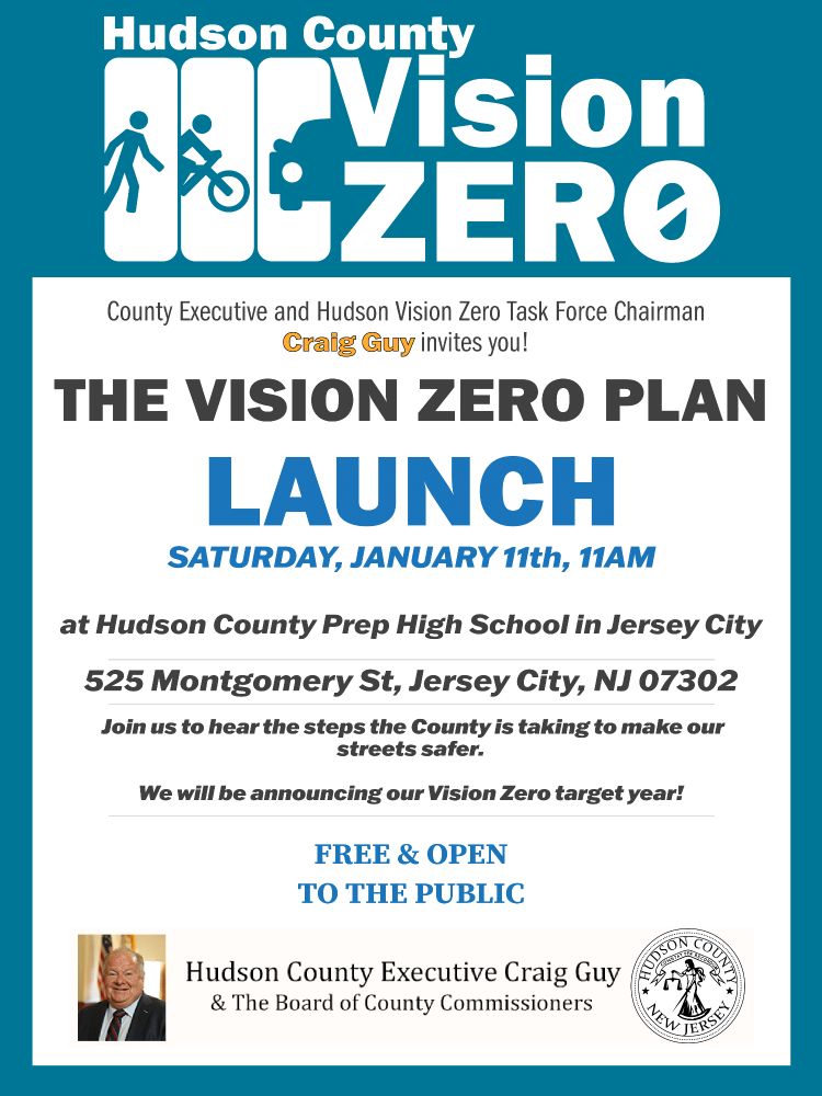 English Flyer for Hudson County vision zero plan on January 11