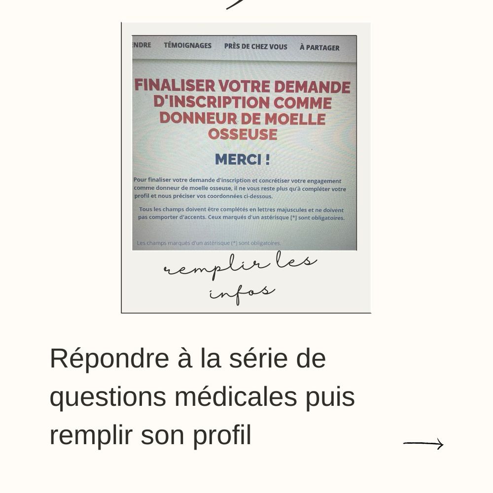 Il y a une série de questions médicales puis il faut renseigner son profil