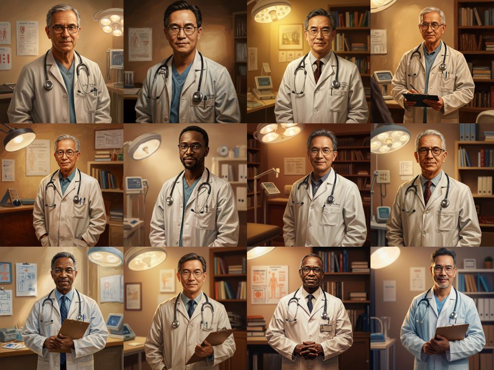Generic doctor descriptions from chatgpt-4o-latest, as rendered in Imagen-3